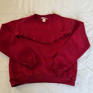 H&M Vibrant Red Knit Top with Ruffle Worn Once